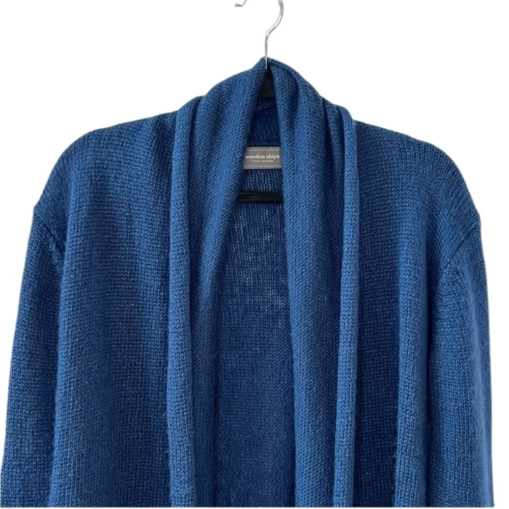 ⭐️ Anthropologie Wooden Ships Blue Wrap Open Cardigan Mohair Wool SMALL/MEDIUM - Picture 3 of 6